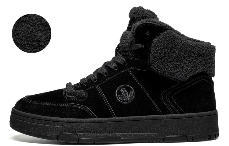 LEAVELAND Fleece Lined Thermal, Cow Suede, Vintage Minimalist Style Platform Casual Mid top Skateboard Shoes Men's