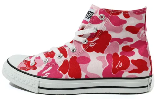 A BATHING APE ABC Camo APE STA HI Stylish Skateboarding Shoes Women's Red