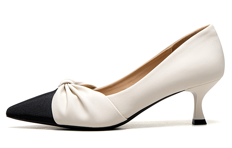 La Chapelle Pu Slim Heel High Heels 5.5cm Women's Beige