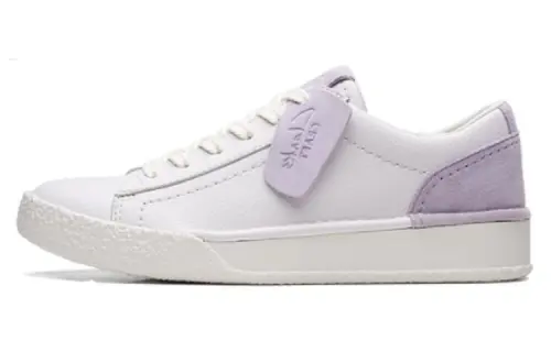 Clarks Leather Stylish Skateboarding Shoes Women's White Purple