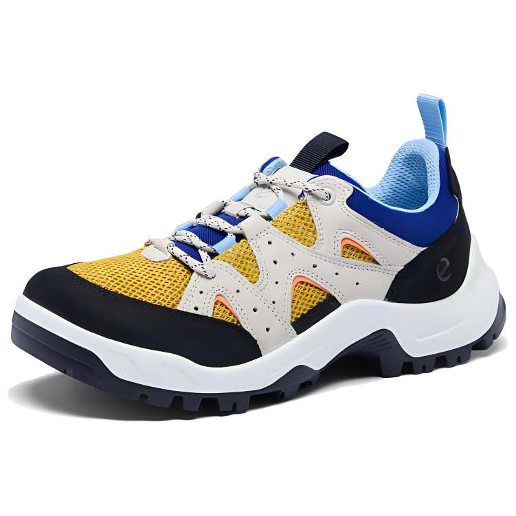 Ecco Off road Series Cow Leather Slip Resistant Low top Hiking Shoes Men’s Beige Yellow Black