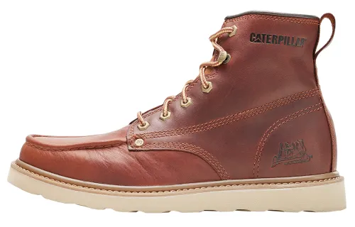 CAT Glenrock Mid Collection Leather Outdoor Boots Men's Brown Red