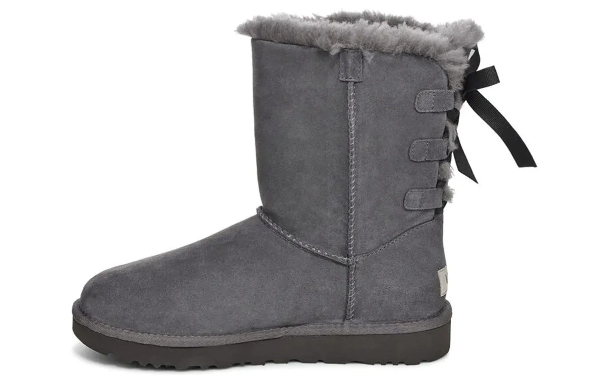UGG Short Bow Stiefel Fleece Lined Gray Women's
