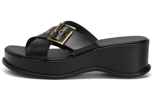 CHARLES&KEITH Composite Sole Abrasion Resistant Slide Slippers Women's Black