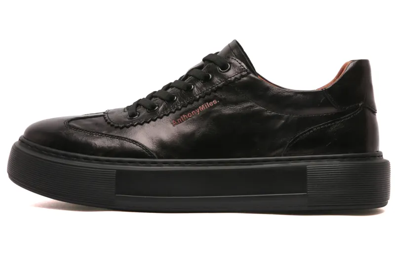 Anthony Miles Cow Leather Stylish Skateboarding Shoes Men's Black