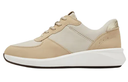 Clarks Leather Abrasion Resistant Low top Sports Casual Shoes Women's Light Sand