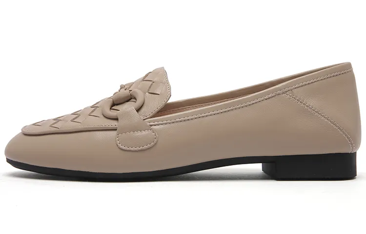 PACO GIL Top Grain Cow Leather Casual Shoes Women's Apricot