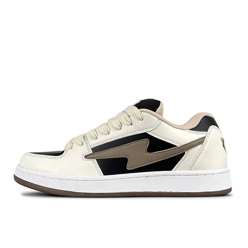 LuzaoT SUPER DRAG Lightning Puffy Shoes Skateboard Shoes Unisex Beige Black