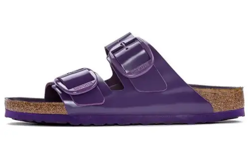 Birkenstock Leather Slide Slippers Women's Purple Narrow