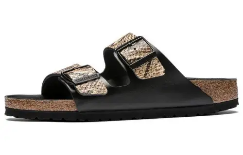 Birkenstock Leather Slide Slippers Women's Black Brown