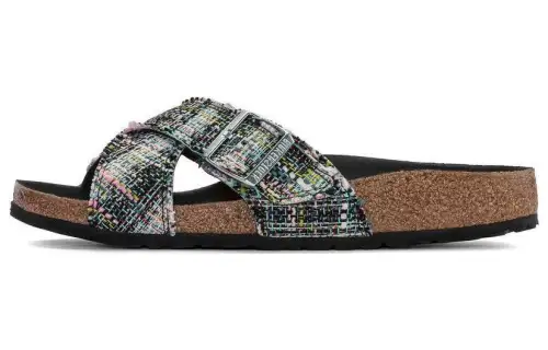 Birkenstock Synthetic Leather Slide Slippers Women's Green Regular