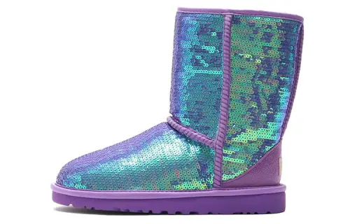 UGG Classic Short Sparkles Nav Sheepskin Short Snow Boots Women's Bright Purple