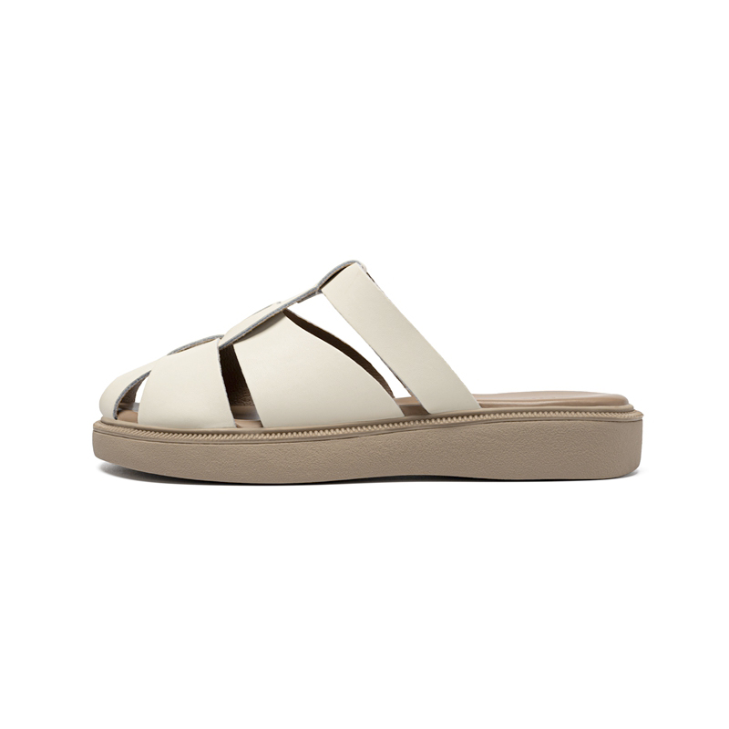 ZHR Zeze two-layer cowhide, island resort style, woven elements, lazy and casual, beach sun slippers, comfortable and versatile, simple and fashionable Roman sandals, women