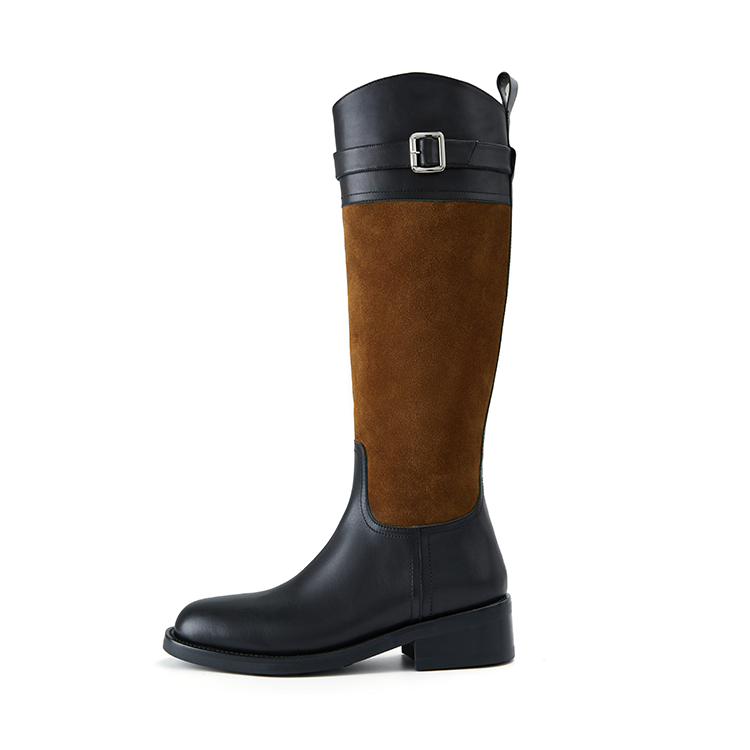 Marie Claire Cow Leather Knee high Boots 3.5cm Women's Black Brown