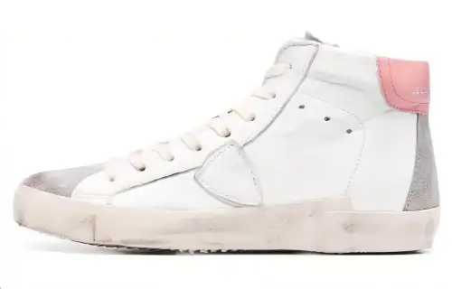 PHILIPPE MODEL Leather High top Skateboard Shoes Women's White Gray
