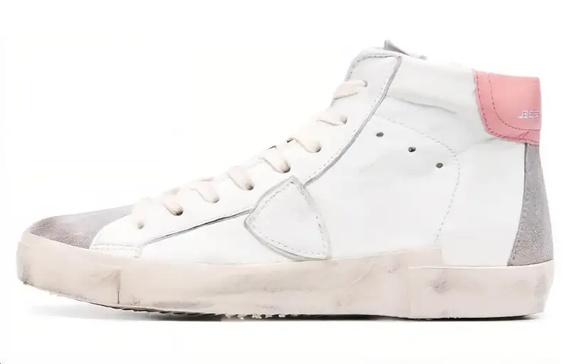 PHILIPPE MODEL Leather High top Skateboard Shoes Women's White Gray