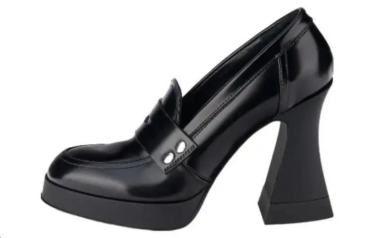 AGL Cow Leather Chunky Heel High Heels 11cm Women's Black
