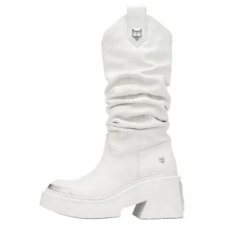 Naked Wolfe Stable Leather Knee high Boots 8cm Women's White