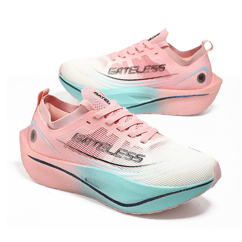 GATELESS Fabric Low top Popcorn Running Shoes Unisex Cyan Pink