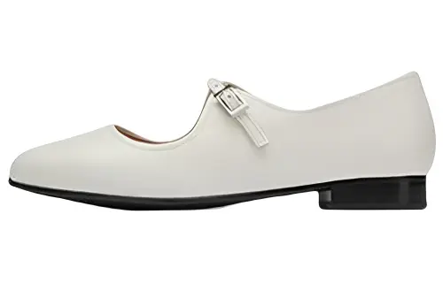 Clarks Leather Chunky Heel Casual Shoes Women's White
