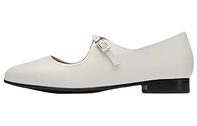 Clarks Leather Chunky Heel Casual Shoes Women's White