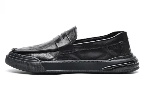 C°BANNER Top Grain Cow Leather Casual Shoes Men's Black