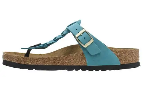Birkenstock Gizeh Leather Flip Flops Women's Blue