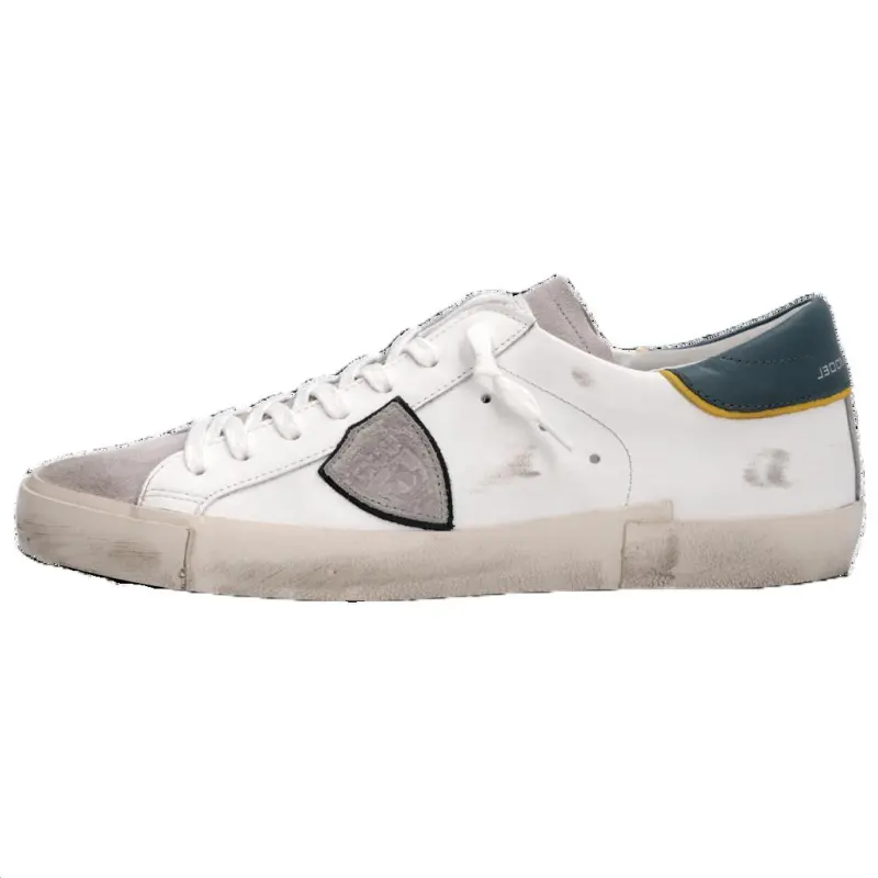 PHILIPPE MODEL Cow Leather Low top Skateboard Shoes Men's White Green