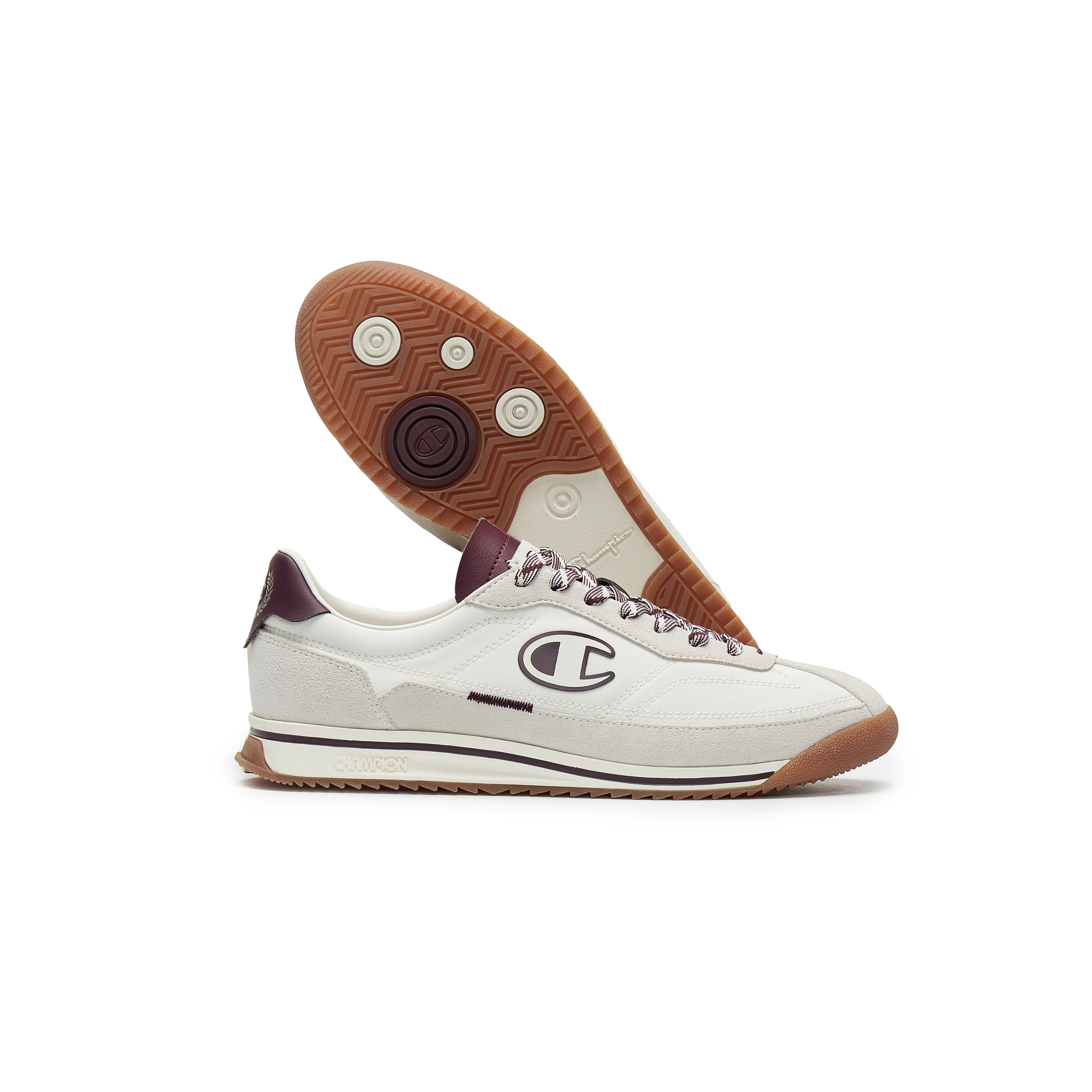 Champion Textile, Synthetic Leather Low top Running Shoes Men’s Milk White/Burgundy