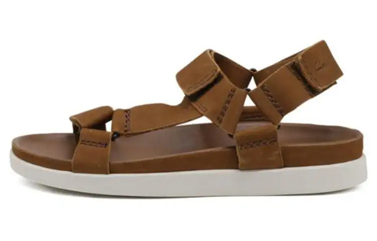 Clarks Top Grain Cow Leather Beach Sandals Men's Brown