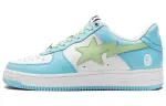 A BATHING APE STA Leather Stylish Skateboarding Shoes Women's Blue