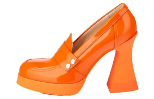AGL Cow Leather Chunky Heel High Heels 11cm Women's Orange