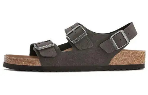 Birkenstock Microfiber Leather Beach Sandals Men's Gray Black