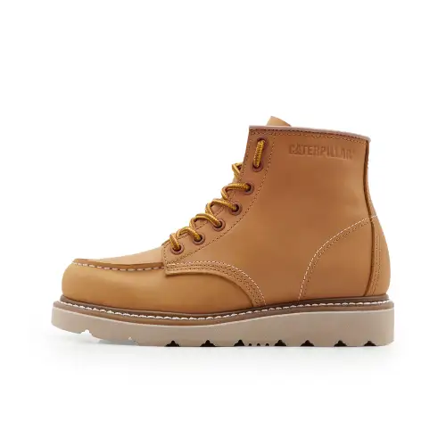 CAT Tradesman Mid WOS B4C SS23 Cow Split Leather Slip Resistant Short Outdoor Boots Women's Apricot