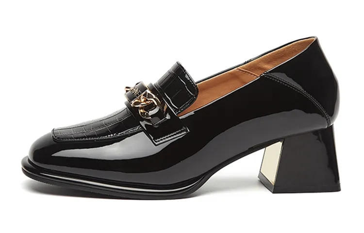 Daphne DAPHNE PU Fashion Trend Breathable Comfort Non-slip Wear-Resistant Classic Versatile Minimalist Metal Accessories for Work and Commuting Workplace Wear Thick Heels High Heels 4.5cm Women's Style