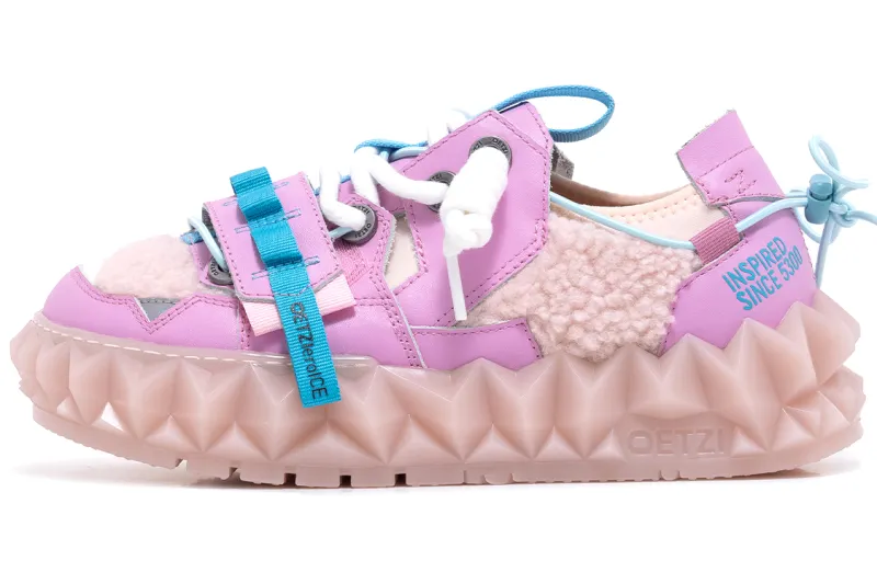 OETZI 5 Ice Man Oz Low top Faux Fur Skateboard Shoes Women's Pink & Purple & Light Pink