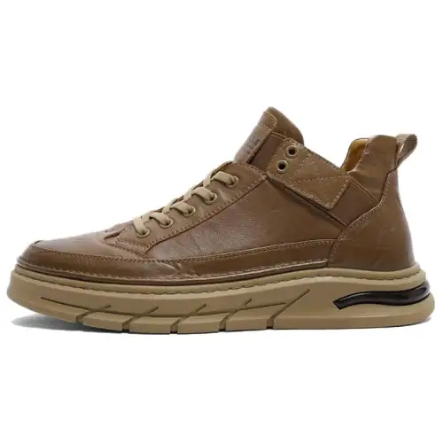 BELLE Cow Leather Platform Casual, Vintage High Top, Fleece Lined Thermal Skateboard Shoes Men's