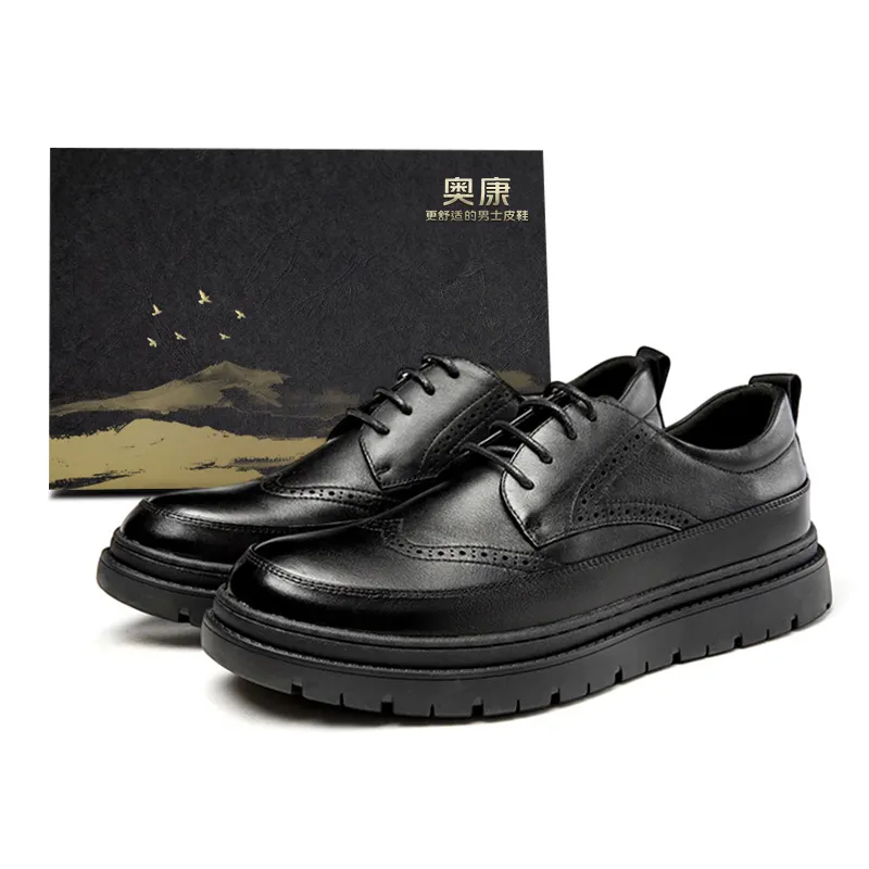AOKANG Top Grain Cow Leather Dress Shoes Men's Black