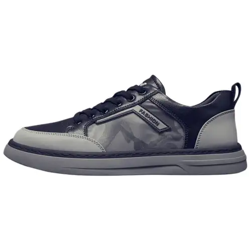 JANE HARLOW Textile, Synthetic Leather, Top Grain Cow Leather Skateboard Shoes Men's Black Gray