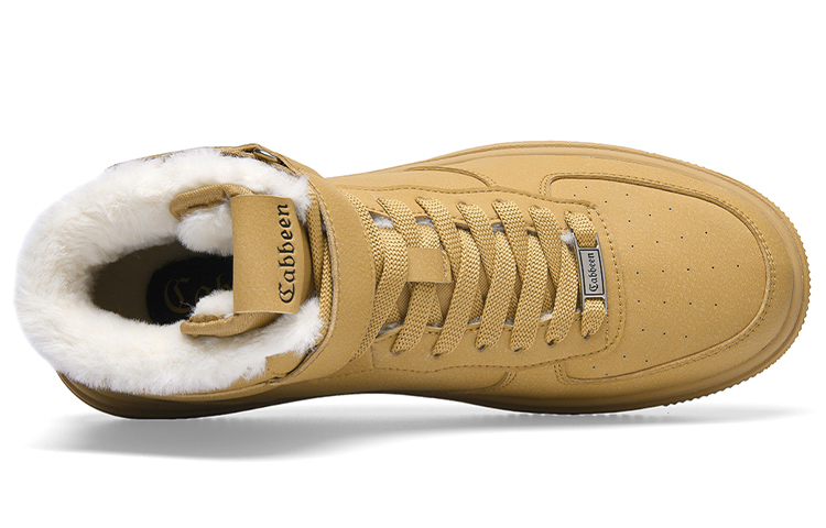 Cabbeen Synthetic Leather Thermal High top Skateboard Shoes Men's Khaki