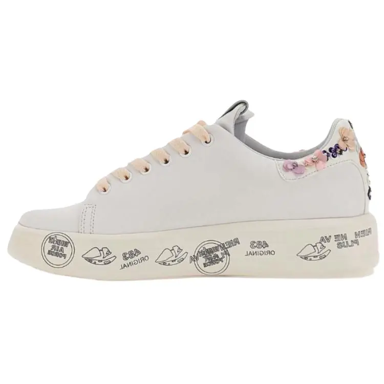 PREMIATA Belle Leather Low top Skateboard Shoes Women's Ecru