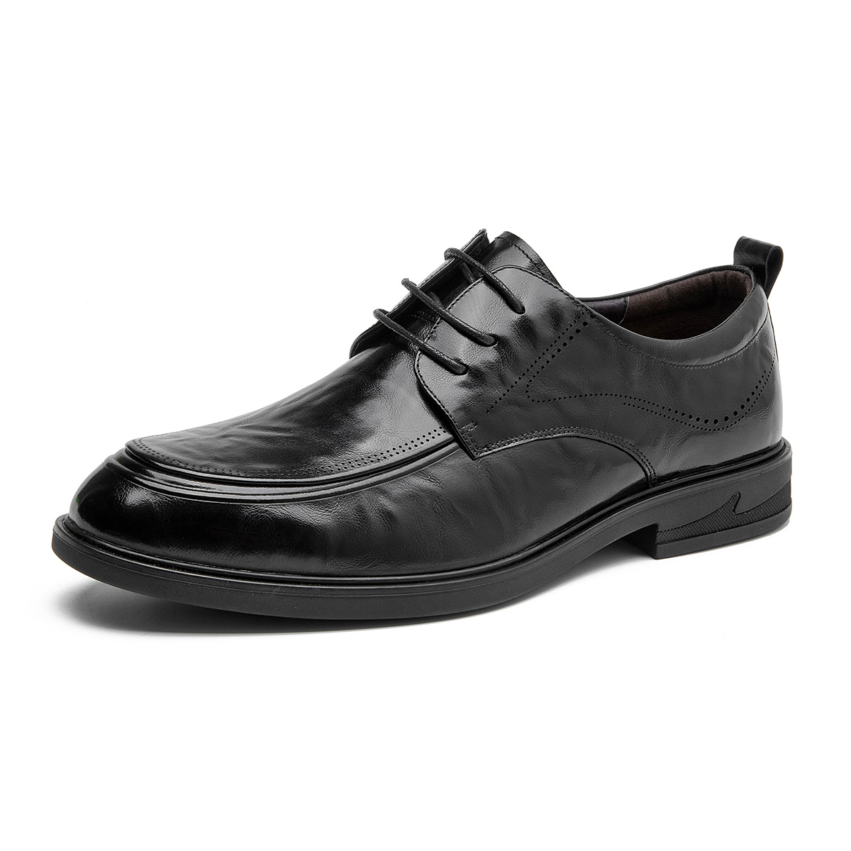 AOKANG first-layer cowhide, workplace commuting, wear-resistant and non-slip, simple temperament, classic and versatile, fashion trend, business gentleman, daily old money style, formal leather shoes, men's black