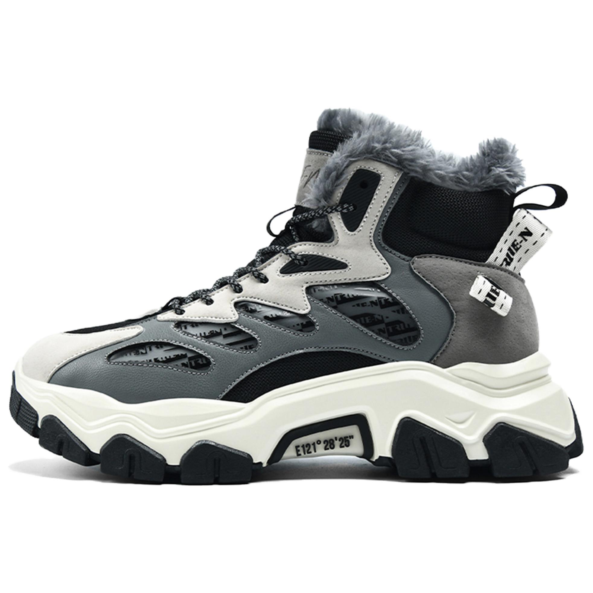 TRUEN Snow Boots Men's Black Gray White