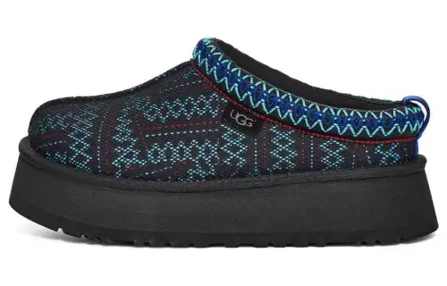 UGG Classic Tasman tassel printed shallow low-top platform shoes for women, black