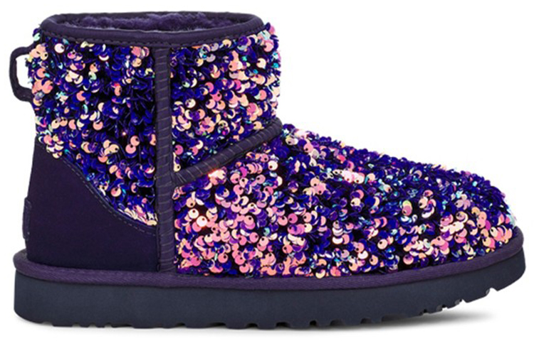 Женские сапоги UGG CLASSIC MINI PU (черно-сине-фиолетовые) — фото 2