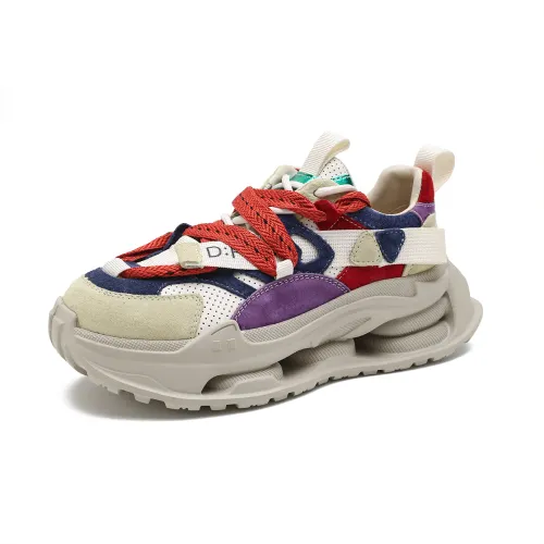 D FUSE SCANDINAVIA Low top Chunky Sneakers 7cm Women's Ecru Blue