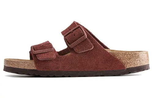 Birkenstock Arizona Sfb Vl Suede Leather Narrow Fit Sandals 'Chocolate' Women's