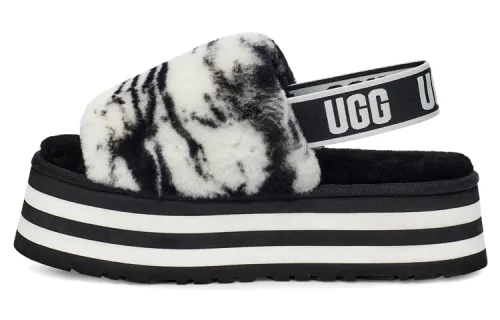 UGG DISCO Marble Slide Shearling Stylish Sandal Women's Black