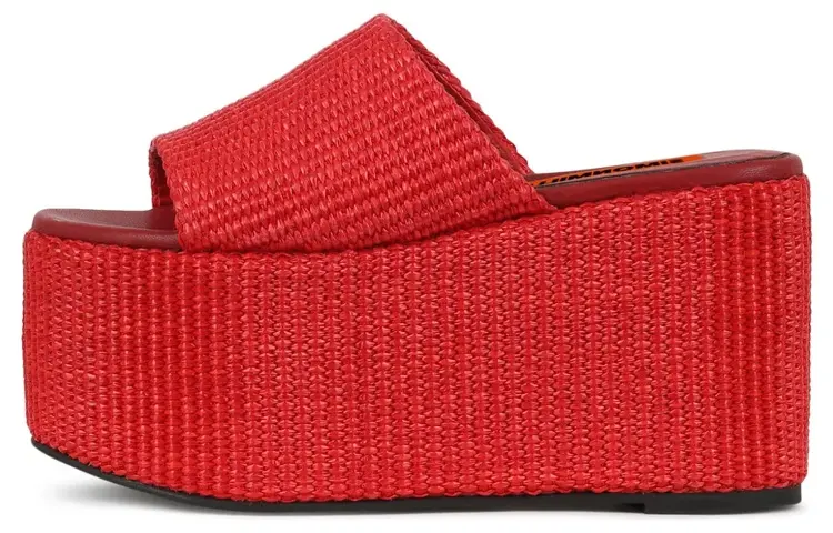 SIMON MILLER Abrasion Resistant Quick Dry Slide Slippers Women's Spicy Red Raffia