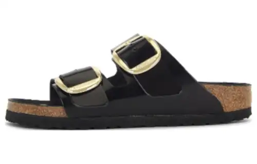 Birkenstock Wmns Arizona Big Buckle Natural Patent Leather Narrow 'Black' Women's
